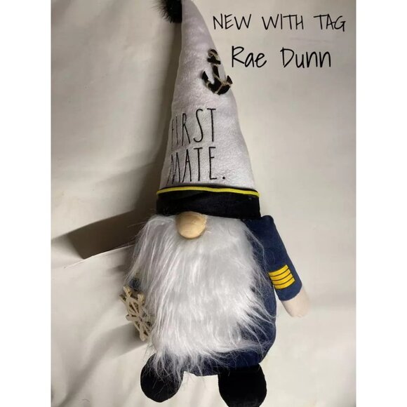 Rae Dunn Gnome ‘FIRST MATE’ Plush Toy - 20” Weighted Collectible, New Tags - Picture 1 of 5